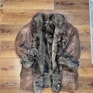 Brown Faux Shearling Fur Lined Women's Coat